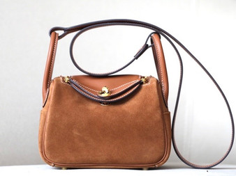 Hermes Mini Lindy 20cm Bag Gold Swift Leather/Suede Gold Hardware
