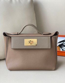  Hermès Mini 24/24 – 21 Bag Etoupe/Beige de Weimer  Evercolor/Swift leather 