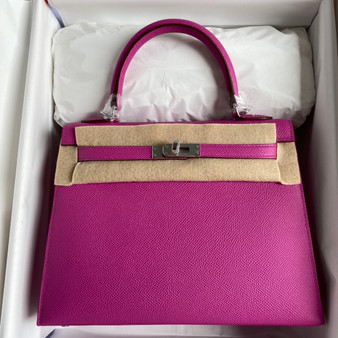 HERMÈS MANGOLIA SELLIER EPSOM KELLY 25CM PALLADIUM HARDWARE
