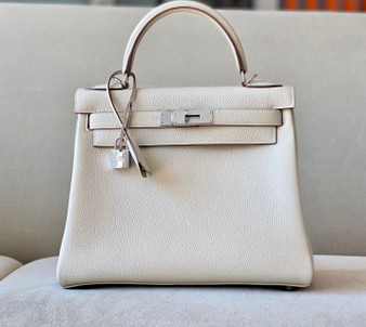 Hermes Craie Kelly 28 cm Togo Palladium Hardware Hermes Craie Kelly 28 cm Togo Palladium Hardware
