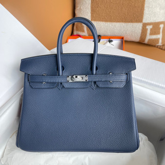  Hermes Bleu Electric Birkin 25 cm Togo Palladium Hardware