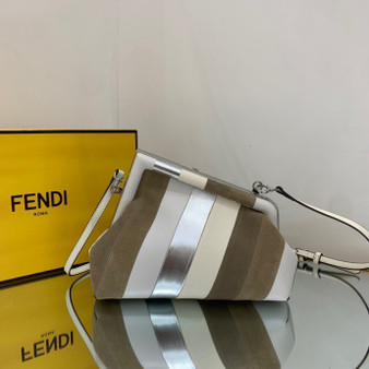 Fendi First Small Leather bag with silver and light brown inlay