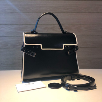 Delvaux Limited Edition Tempête MM Illusion Black & Ivory Box Calf 