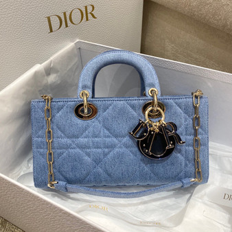 Christian Dior LADY D-JOY BAG Blue Cannage Denim 