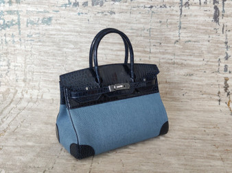 Hermès Birkin 30 Shiny Blue Roi Niloticus Crocodile & Denim Palladium Hardware