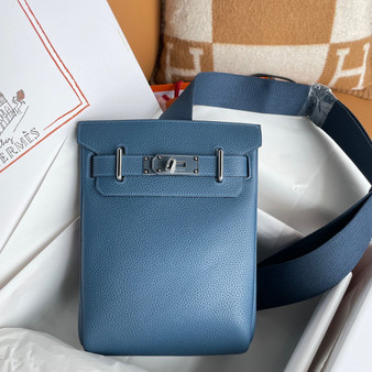  Hermes Kelly HAC A Dos Bag Blue Agate Togo Leather Palladium Hardware 2022