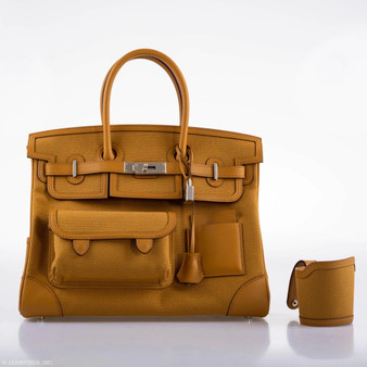 Hermes Limited Edition Cargo Birkin 35 cm Sesame Swift and canvas 