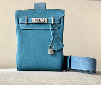 Hermes Kelly HAC A Dos Bag Blue Jean Togo Leather Palladium Hardware 2022 Hermes Kelly HAC A Dos Bag Blue Jean Togo Leather Palladium Hardware 2022