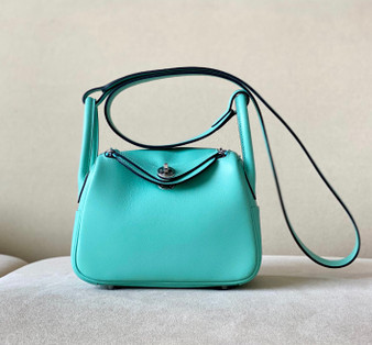 Hermes Mini Lindy 20cm Bag 3P Macaron Blue Swift Leather Palladium  Hardware
