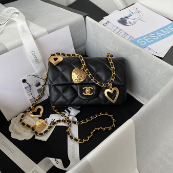 Chanel MINI FLAP BAG with Charms Black Lambskin
