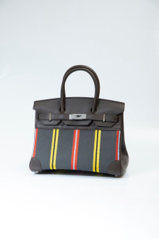 Hermès Birkin 35 Jumping Canvas and Black Box Leather with Palladium Hardware
