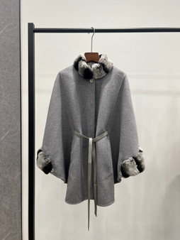 Loro Piana Salzburg Cape Cashmere Cayenne Melange/north Sea
