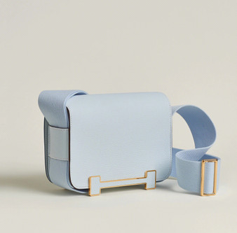 Hermès Geta Bleu Brumé  Chevre Gold Hardware Hermès Geta Bleu Brumé  Chevre Gold Hardware