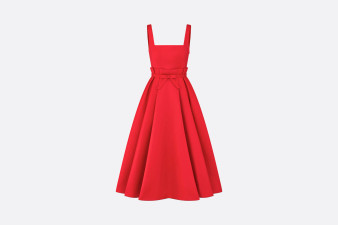 Christian Dior MID-LENGTH DRESS Red Wool and Silk Shantung Christian Dior MID-LENGTH DRESS Red Wool and Silk Shantung
