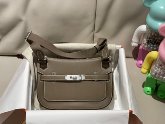 Hermès Jypsiere Mini Etoupe Evercolor Palladium Hardware  Hermès Jypsiere Mini Etoupe Evercolor Palladium Hardware