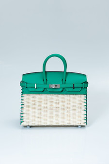 [Exclisuve] Hermes Limited Edition Picnic Birkin 25 Sellier Wicker and  Bamboo Barenia leather  SS 2021 