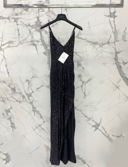  Balmain Long sequinned dress Black
