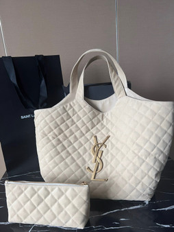 Saint Laurent ICARE MAXI SHOPPING BAG IN QUILTED NUBUCK SUEDE 