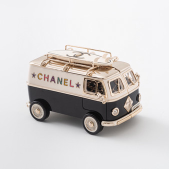 Chanel Mini Van Minaudiere 2024 Cruise Bag in Black Plexiglass White Surf