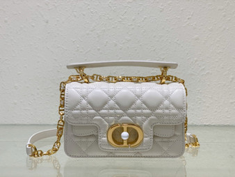 Christian Dior Mini Dior Jolie Top Handle Bag  Powder White Cannage Calfskin Christian Dior Mini Dior Jolie Top Handle Bag  Powder White Cannage Calfskin