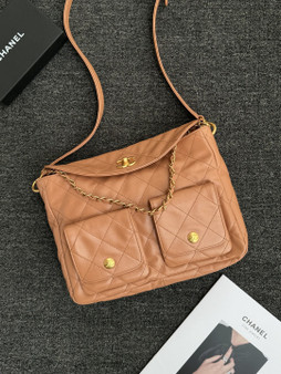 Chanel Supple Twins Hobo Bag Brown Large  2024