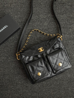 Chanel Supple Twins Hobo Bag Black Small  2024