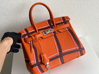 Hermes S/S 2023 Runway Edition Patch Birkin 30  in Orange Epsom leather and Palladium Hardware