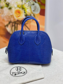 Hermès MINI BOLIDE IN BLUE LIZARD