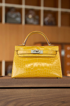 Hermès Kelly 20 Mini II Sellier Amber Alligator Palladium Hardware  Hermès Kelly 20 Mini II Sellier Amber Alligator Palladium Hardware