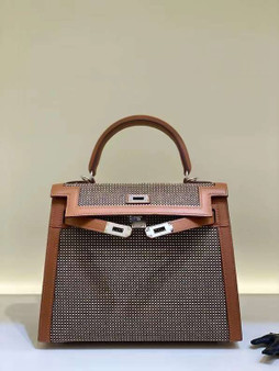 HERMÈS KELLY 25 SELLIER QUADRILLE SESAME SWIFT AND CANVAS PALLADIUM HARDWARE HERMÈS KELLY 25 SELLIER QUADRILLE SESAME SWIFT AND CANVAS PALLADIUM HARDWARE