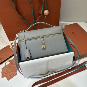 Loro Piana Extra Bag L27  Smooth Calfskin Grey Loro Piana Extra Bag L27  Smooth Calfskin Grey