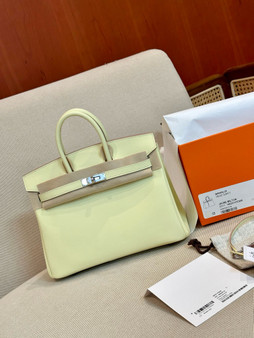 Hermes BIRKIN25 JAUNE MILTON I8 Birkin 25 cm Swift Palladium Hardware