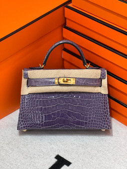 Hermes Crocus Mini Kelly II 20 Alligator Gold Hardware