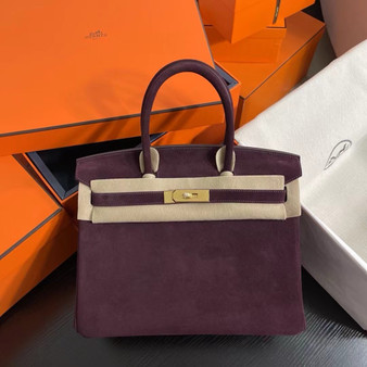 HERMES LIMITED EDITION SUEDE BIRKIN 30 BAG RARE DOBLIS BORDEAUX GOLD HARDWARE HERMES LIMITED EDITION SUEDE BIRKIN 30 BAG RARE DOBLIS BORDEAUX GOLD HARDWARE