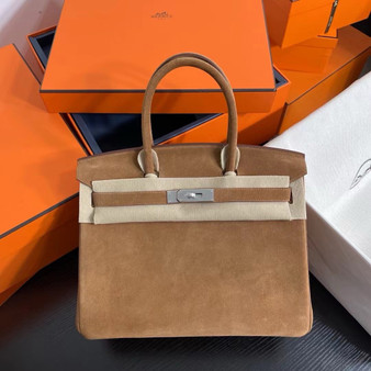 HERMES LIMITED EDITION SUEDE BIRKIN 30 BAG RARE GOLD DOBLIS PALLADIUM HARDWARE HERMES LIMITED EDITION SUEDE BIRKIN 30 BAG RARE GOLD DOBLIS PALLADIUM HARDWARE