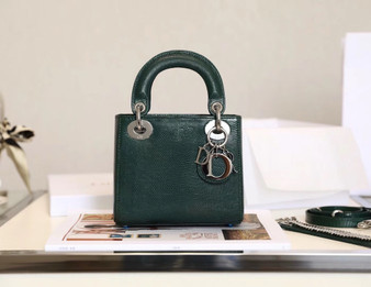 Christian Dior Lady Dior Mini  Lizard  Green