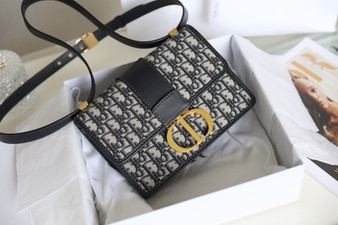 Christian Dior Small 30 Montaigne Bag Blue Dior Oblique Jacquard 