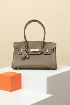 Hermes new Mini Shoulder Birkin 29 Etoupe Swift with Gold Hardware