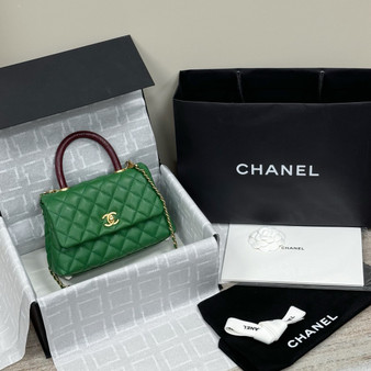 Chanel Green Lizard Top Handle Coco Handle Small Bag 