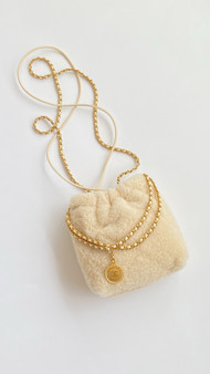 CHANEL 22 Mini Handbag   Shearling Lambskin & Gold-Tone Metal  Ecru