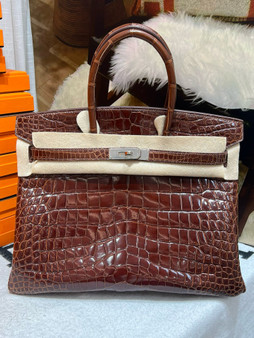 Hermes Birkin Bag 35 In Mile Niloticus Crocodile with Palladium hardware