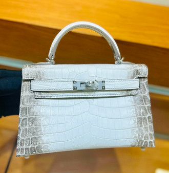 Hermès Himalaya Mini Kelly Niloticus Crocodile Palladium Hardware 