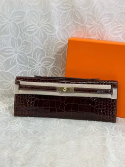 Hermes Kelly 31cm Mile Cut Pochette Shiny Niloticus Croc GHW