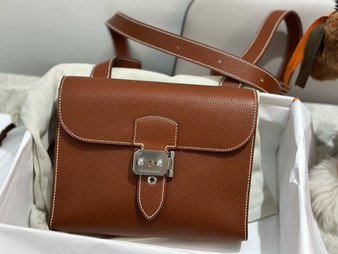 Hermes Sac a depeches 21 bag Gold Togo Leather