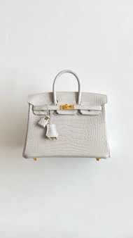 HERMES BIRKIN 30 BAG GRIS PEREPE ALLIGATOR GOLD HARDWARE