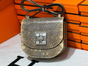 Hermès Ombre Shiny Gold Lizard Mosaique Au 24-17 