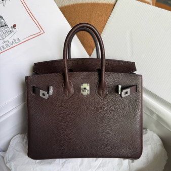 Hermes Ebony Birkin 25 cm Togo Palladium Hardware
