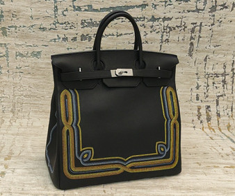  Hermès Black Togo Limited Edition Western Birkin 40 Haut A Courroies Palladium Hardware