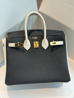 Hermes Special Order Black/Craie Birkin 25 cm Togo Gold Hardware