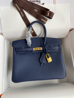 Hermes Blue Royal Birkin 25 cm Togo Gold Hardware